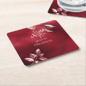 Snowy Red Blätter Weihnachtspapier Untersetzer (angewinkelt)