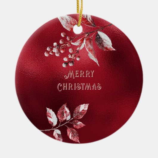Snowy Red Blätter Weihnachtsschmuck (Vorne)