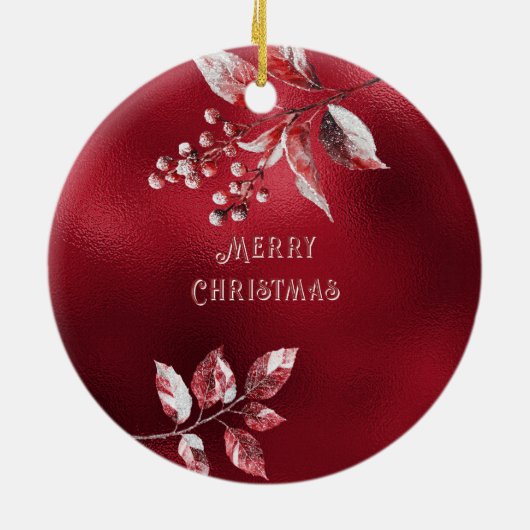 Snowy Red Blätter Weihnachtsschmuck (Hinten)