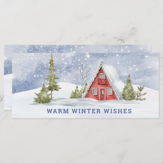 Snowy Red Cabin | Warme Winterwünsche (Vorne/Hinten)