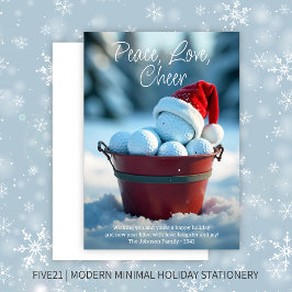 Snowy Red Christmas Golf Ball Bucket Feiertagskarte