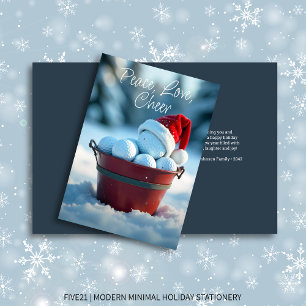 Snowy Red Christmas Golf Ball Bucket Feiertagskarte