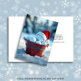 Snowy Red Christmas Golf Ball Bucket Feiertagskarte