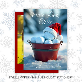 Snowy Red Christmas Golf Ball Bucket Foto Feiertagskarte