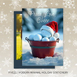 Snowy Red Christmas Golf Ball Bucket Foto Feiertagskarte
