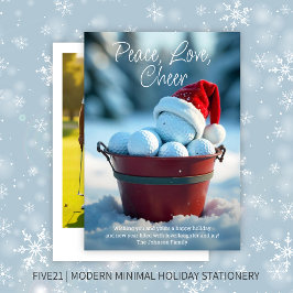 Snowy Red Christmas Golf Ball Bucket Foto Feiertagskarte