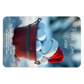 Snowy Red Christmas Golf Ball Bucket Holiday Magnet (Horizontal)