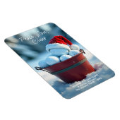 Snowy Red Christmas Golf Ball Bucket Holiday Magnet (Rechte Seite)
