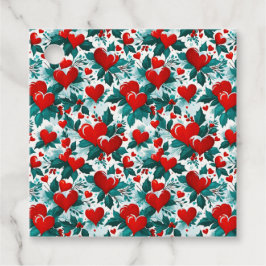 Snowy Red Christmas Heards und Holly Geschenkanhänger