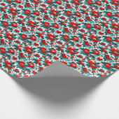 Snowy Red Christmas Heards und Holly Geschenkpapier (Ecke)