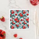 Snowy Red Christmas Heards und Holly Serviette (Beispiel)