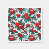 Snowy Red Christmas Heards und Holly Serviette (Vorderseite)