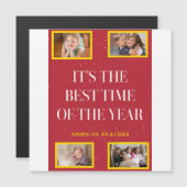 Snowy Red Holiday Magic in Gold Magnetkarte (Vorne/Hinten)