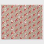 Snowy Red Kardinal Bird Kraft Paper Wrapping Geschenkpapier (Flach)