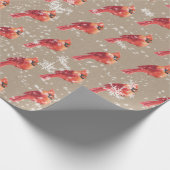 Snowy Red Kardinal Bird Kraft Paper Wrapping Geschenkpapier (Ecke)