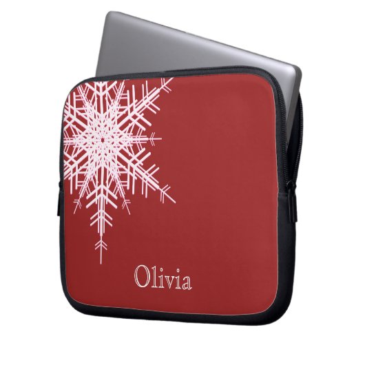 Snowy Red Laptop Sleeve (Vorderseite Links)