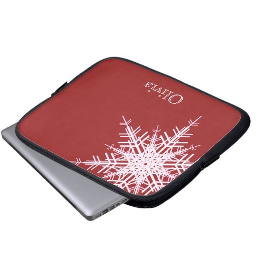 Snowy Red Laptop Sleeve (Vorne Knopf)