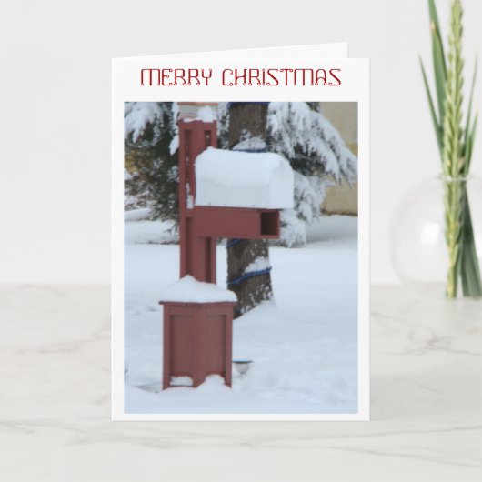 Snowy Red Mailbox, Christmas Feiertagskarte (Vorderseite)