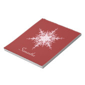 Snowy Red Snowflake Notepad Notizblock (Rotiert)
