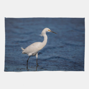 Snowy-Reiher auf Nordstrand Geschirrtuch