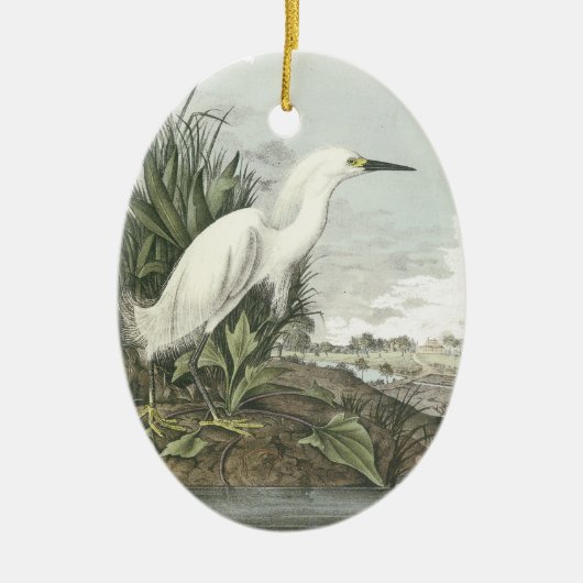 Snowy-Reiher, John Audubon Keramik Ornament (Vorne)