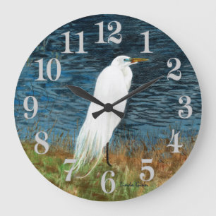 Snowy-Reiher-Uhr Große Wanduhr