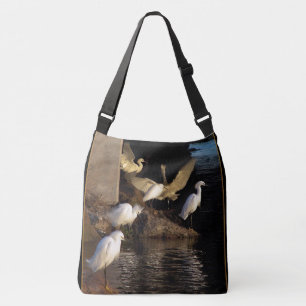 Snowy-Reiher-Vogel-Tier-Tier-Taschen-Tasche Tragetaschen Mit Langen Trägern