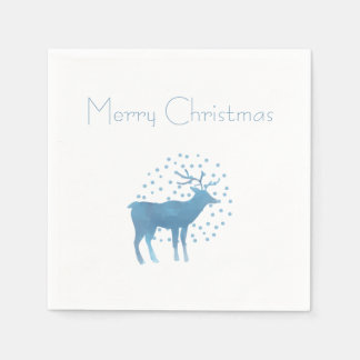 Snowy Reindeer Frohe Weihnachten Serviette