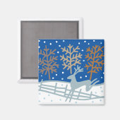 Snowy Reindeer Magnet (Vorderseite/Rückseite)