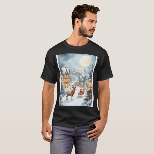 Snowy Reindeer Parade T-Shirt (Vorne ganz)