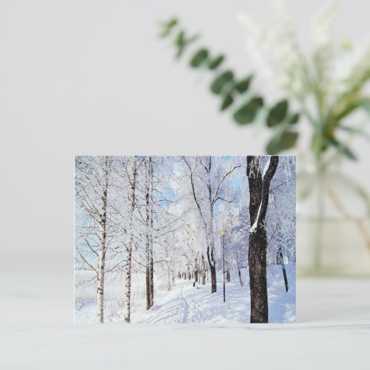 Snowy Road Postkarte (Stehend Vorderseite)