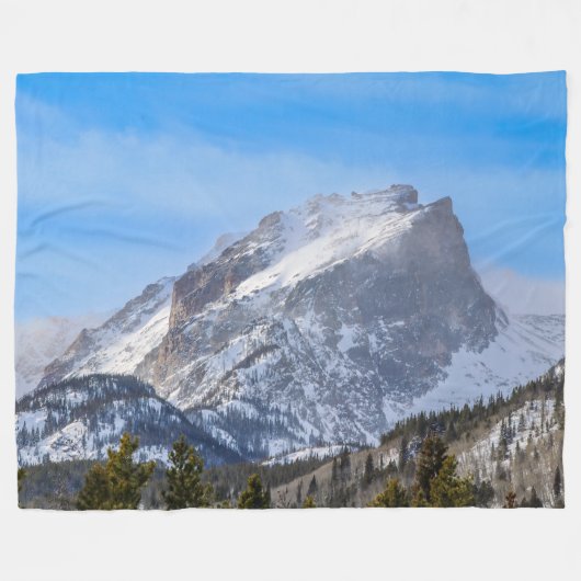 Snowy Rocky Mountain Top Fleece Blanket (Vorderseite (Horizontal))