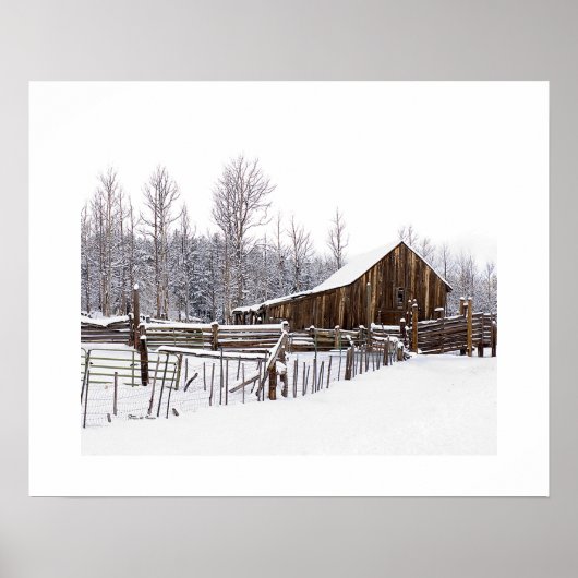 Snowy Rural Barn Scene Foto Poster (Vorne)