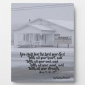 Snowy Rural Church Tabletop Plaque Script Fotoplatte (Vorderseite)