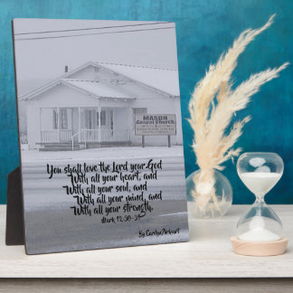 Snowy Rural Church Tabletop Plaque Script Fotoplatte