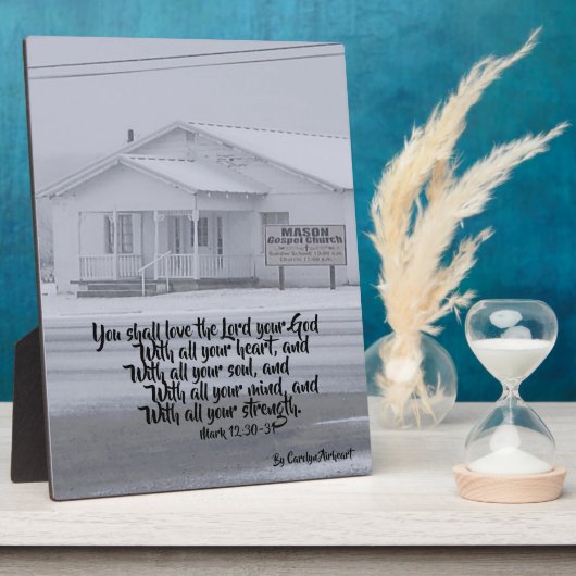 Snowy Rural Church Tabletop Plaque Script Fotoplatte (Seite)