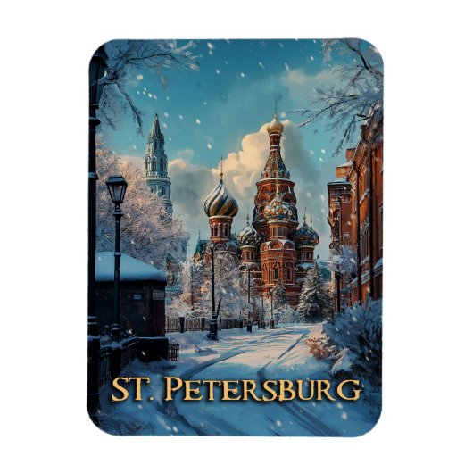 Snowy Russian Charm - St. Petersburg Winterreise Magnet (Vertikal)