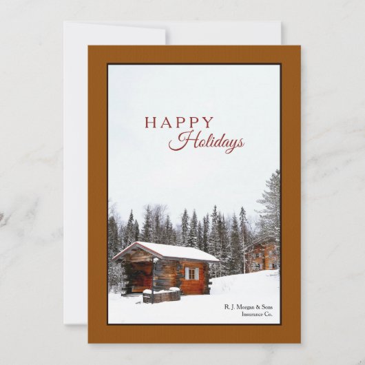 Snowy Rustic Cabin Holiday Card Feiertagskarte (Vorderseite)