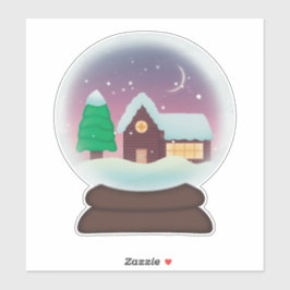 Snowy Rustic Cabin Snowglobe Aufkleber