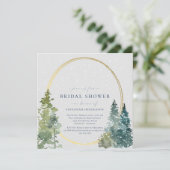 Snowy Rustic Pines Brautparty Einladung (Stehend Vorderseite)
