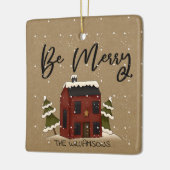 Snowy Saltbox House Primitive Country Add Name Keramikornament (Links)