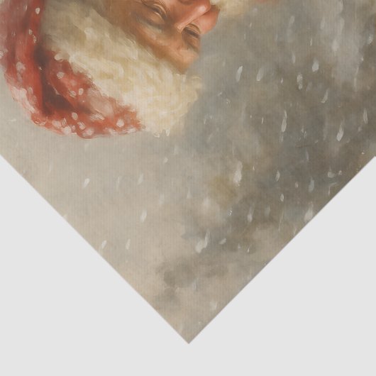 Snowy Santa With Gift Christmas Decoupage Seidenpapier (Detail)