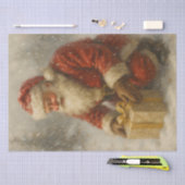 Snowy Santa With Gift Christmas Decoupage Seidenpapier (Handwerk)