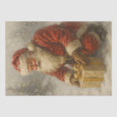 Snowy Santa With Gift Christmas Decoupage Seidenpapier (Vorderseite)