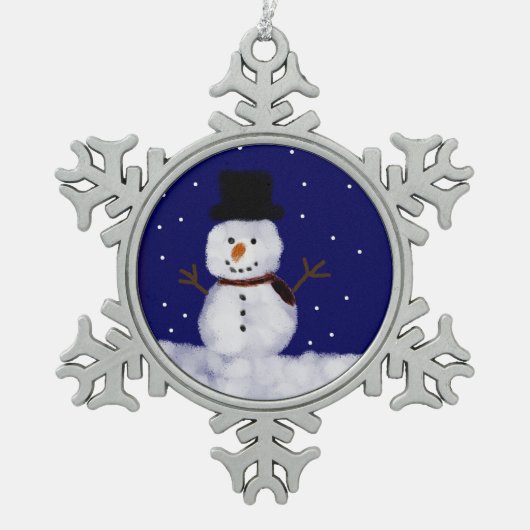 Snowy Schneeflocken Zinn-Ornament (Vorderseite)