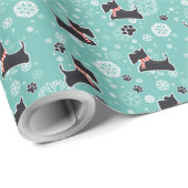 Snowy Scottie Dog Christmas Pattern Geschenkpapier (Rolleneckpunkt)