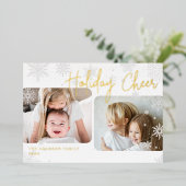 Snowy Script | 2 FOTO Folien Feiertagskarte (Stehend vorne)