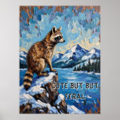 Snowy Serenade: Raccoon's Moonlit Vista Poster (Vorne)