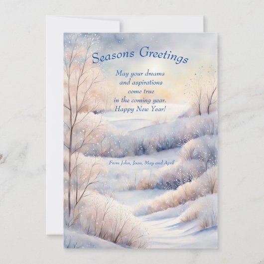 Snowy Serenity: Individuell gestaltetes Winterwund Einladung (Rückseite)