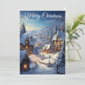 Snowy Serenity Village II: Weihnachtskarte Feiertagskarte (Stehend Vorderseite)